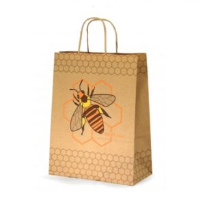 EKO papierová taška 310 x 240 mm, s potlačou včely Dekoračné tašky Dekoračné tašky