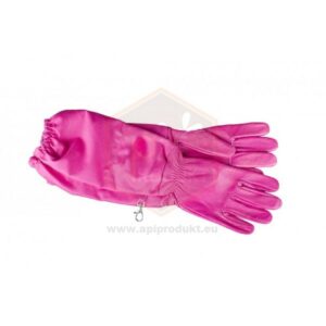 Rukavice kožené dlhé dámske s plátnom a gumou, ružové – veľkosť 2XS Rukavice Rukavice