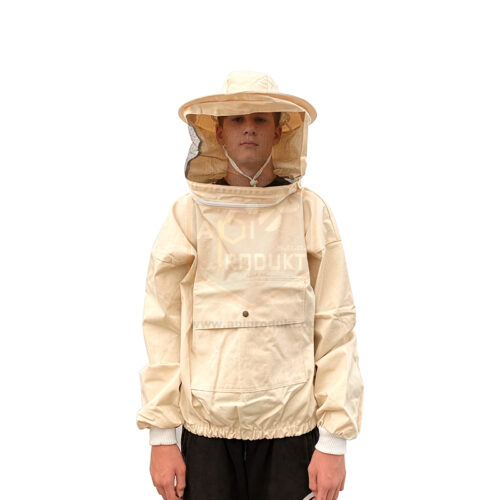 Blúza s klobúkom svetlo-béžová, BEE – veľkosť XL Včelárske odevy Včelárske odevy