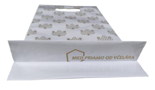 Plastové tašky s potlačou na 1 kg medu, 20 ks – biele Dekoračné tašky Dekoračné tašky