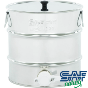 Stáčacia nádoba nerezová 30kg s rukoväťou, plastovým ventilom a nerezovou vsuvkou Medobranie Medobranie